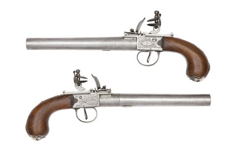 Bonhams A Rare And Unusual Pair Of Rifled 11 Bore Flintlock Box Lock Pistols Of Exceptional Size