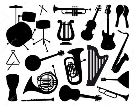 Siluetas De Instrumentos Musicales Vector De Stock