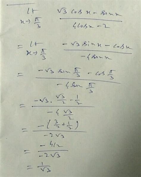 The Value Of Lim X Rightarrow Pi 3 Frac Sin Left Frac