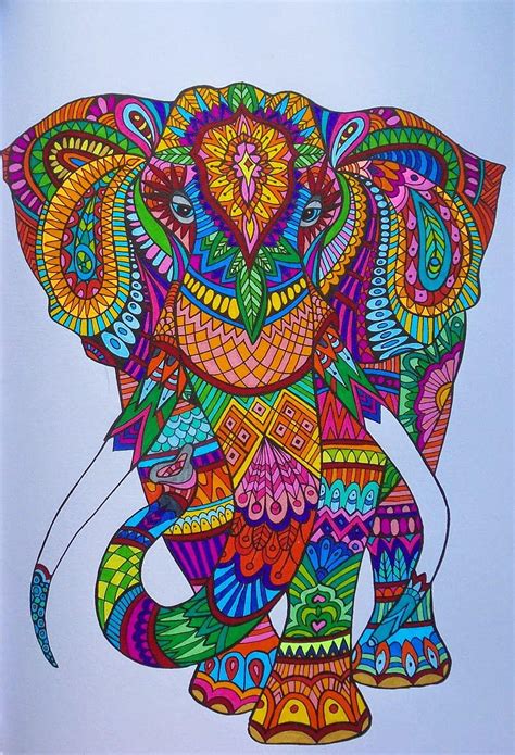 Het Enige Echte Kleurboek Voor Volwassenen Zentangle Elephants Hd