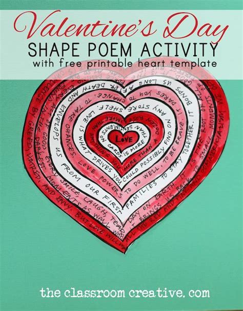 Valentines Day Poetry Activity With Free Printable Heart Shape Poem