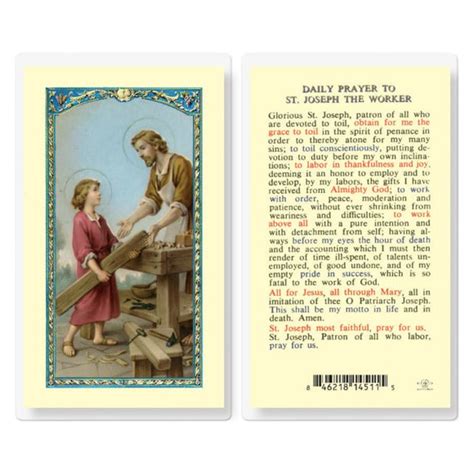 Saint Joseph the Worker Prayer Card – The Catholic Gift Store