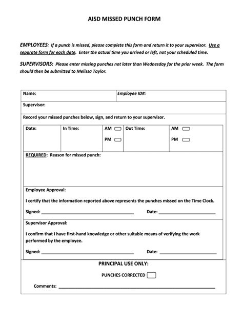 Fillable Online Aisd Missed Punch Form Fax Email Print Pdffiller