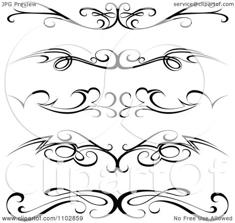 Clipart Black Tribal Tramp Stamp Tattoos Or Rule Border Design Elements ...