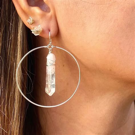 Boucles D Oreilles En Cristal De Quartz Clair Naturel Boucles D