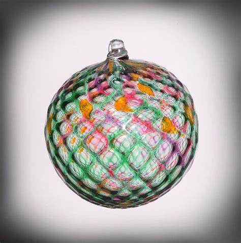 Hand Blown Glass Christmas Ornament Suncatcher Ball Faceted Etsy Hand Blown Glass Glass