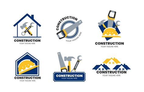 Blue And Yellow Construction Company Logo Set 17427328 Vector Art At