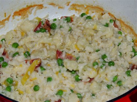 Gas Stove Girl: Baked Parmesan Risotto with Bacon, Peas and Cauliflower