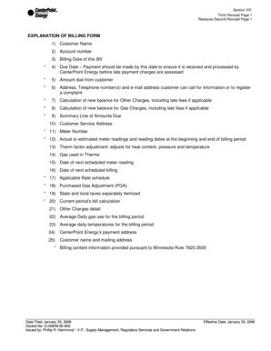 Fillable Online EXPLANATION OF BILLING FORM CenterPoint Energy Fax