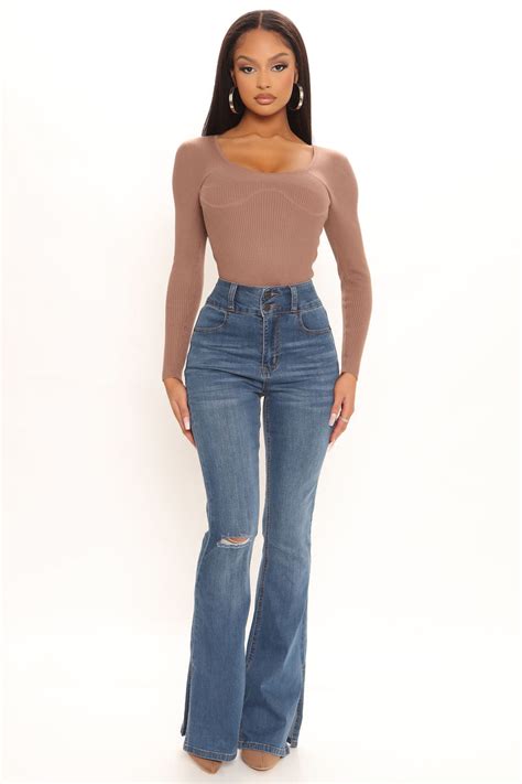 Thats Hot Sculpting Split Hem Flare Jeans Medium Blue Wash Fashion Nova Jeans Fashion Nova