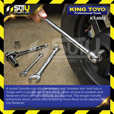 KING TOYO KT 6803 KT6803 15 375MM 1 2 Swivel Handle Breaker Bar