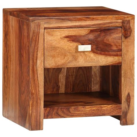 Sheesham Solid Wood Bedside Cabinet With 1 Drawer Uk