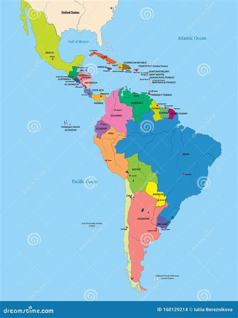 Mapa Pol Tico Vector De Am Rica Latina Ilustraci N Del Vector