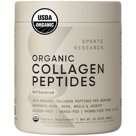 Sports Research Organic Collagen Peptides Hydrolyzed Type I III