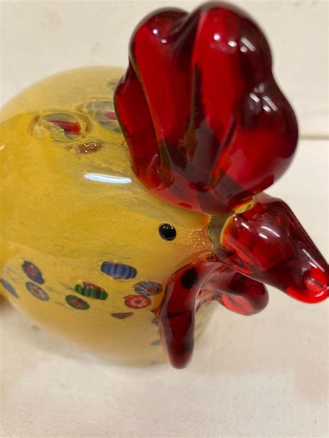 Tii Collections Spotted Blown Glass Rooster And Hen Figurines Paperweight Etsy