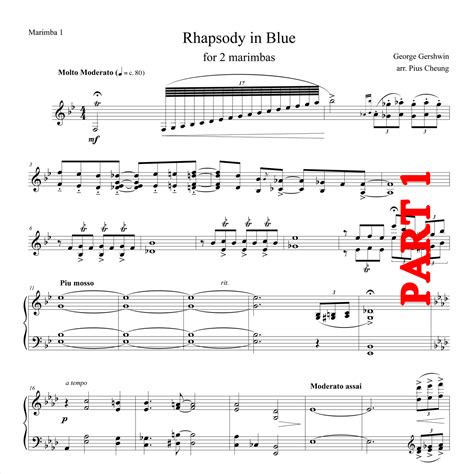 Rhapsody In Blue Arr For Marimba Duo Printed Pius Cheung Music