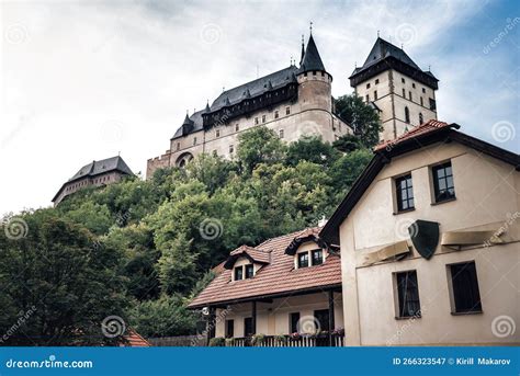 View Of Karlstejn Castle Large Gothic Castle In Town Of Karlstejn