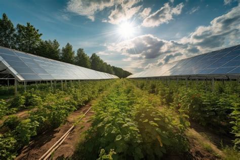 Premium AI Image | Solar panel farm harvesting the suns energy to power ...
