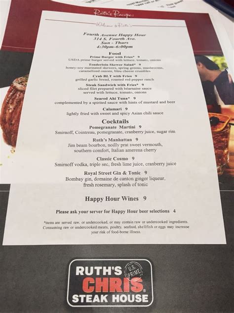 Ruth Chris Happy Hour Menu With Prices How Do You Price A Switches