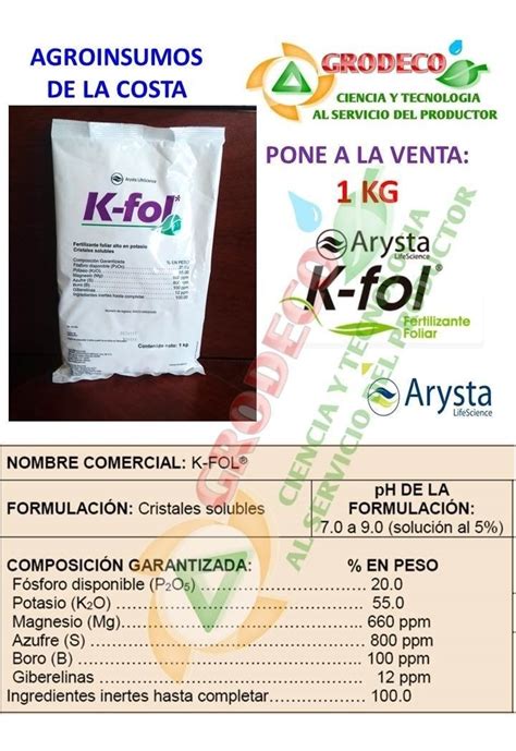 Kfol Fertilizante Foliar Fosforo Y Potasio 135 00 En Mercado Libre