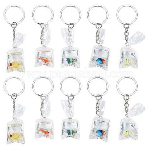 Wholesale Nbeads Sets Resin Goldfish Charms Keychain Pandahall