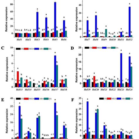 Expression Proles Of 36 CmHsf Genes In True Leaves Under MeJA ABA And