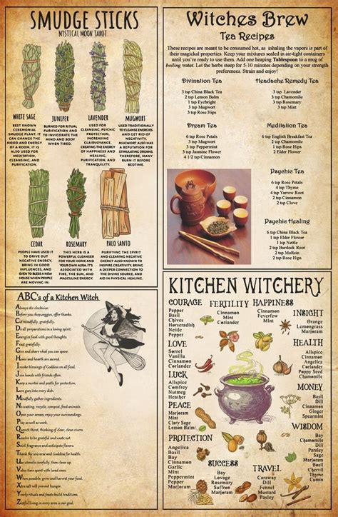 Kitchen Witchcraft Knowledge Poster Witch Books Witch Herbs Witch