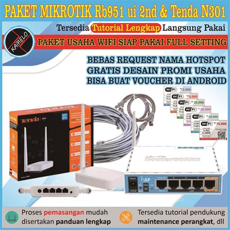 Jual Paket Wifi Voucher Hotspot Mikrotik RB951 Ui2nd Akses Poin Tenda