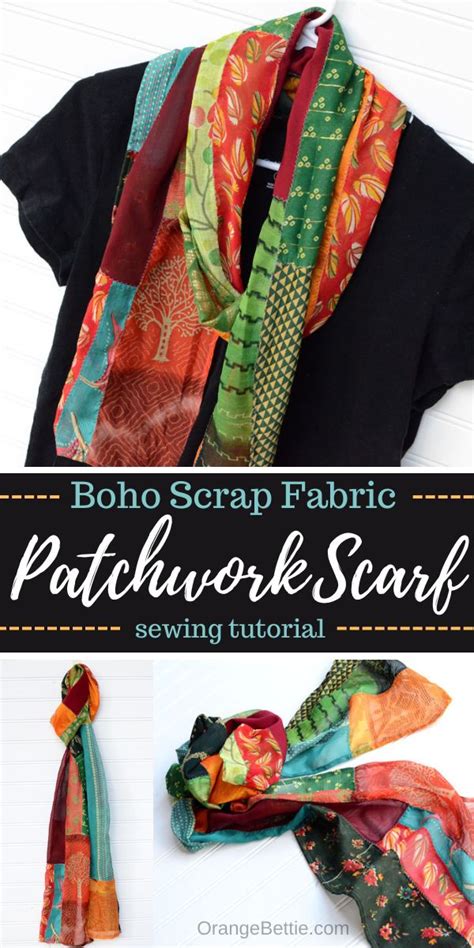 Boho Scrap Fabric Patchwork Scarf Sewing Tutorial In 2024 Patchwork Scarf Scarf Sewing