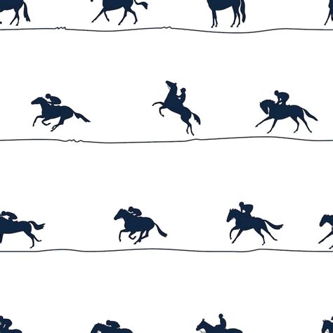 Premium Vector | Seamless pattern on the theme of horse racing