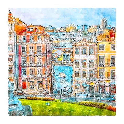 Premium Vector Porto Portugal Watercolor Sketch Hand Drawn Illustration