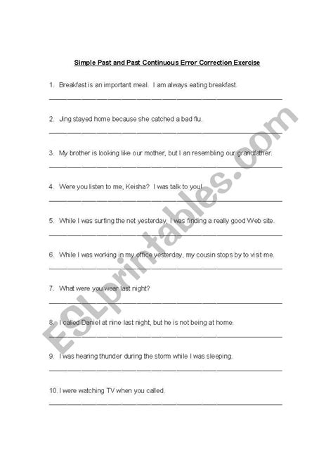 Past Tense Error Correction Esl Worksheet By Jmurraytesl