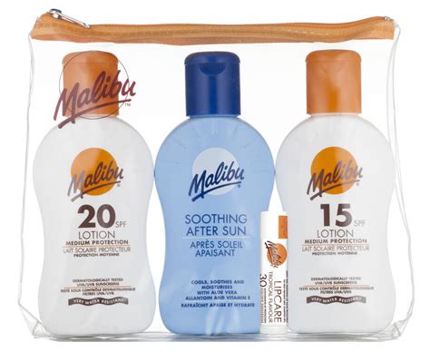 Malibu Sun 4 Piece Travel Pack Spf2015aftersunlip Spf30 100ml4g