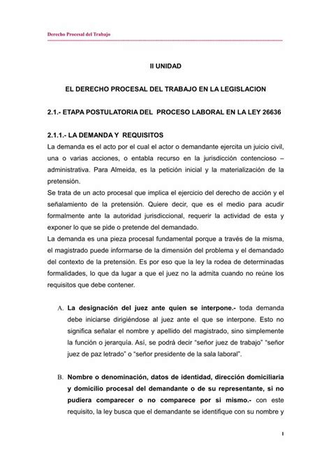 PDF II UNIDAD EL DERECHO PROCESAL DEL TRABAJO Files Uladech Edu Pe