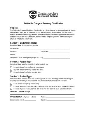 Fillable Online Residency Reclassification FormsOffice Of The Registrar