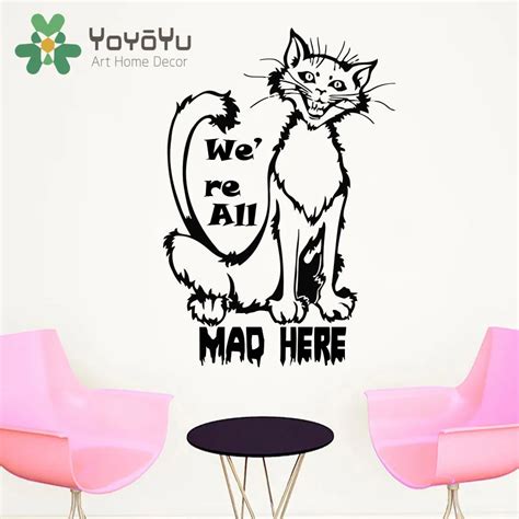 Cheshire Cat Wall Decal Quote We Re All Mad Here Alice In Wonderland