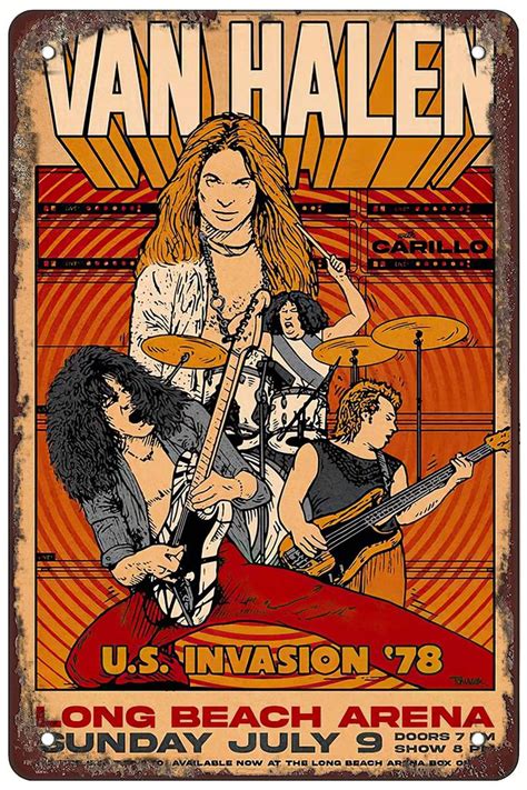 An Old Concert Poster For Van Halen S U S Invasion Featuring The Band