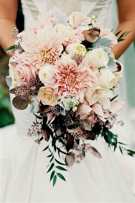 Boho Themed Blush Pink And Marsala Wedding Bouquet Ideas