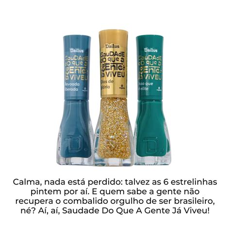 Esmalte Dailus Dias de Glória Glitter Dourado Secagem Rapida Gabeauty