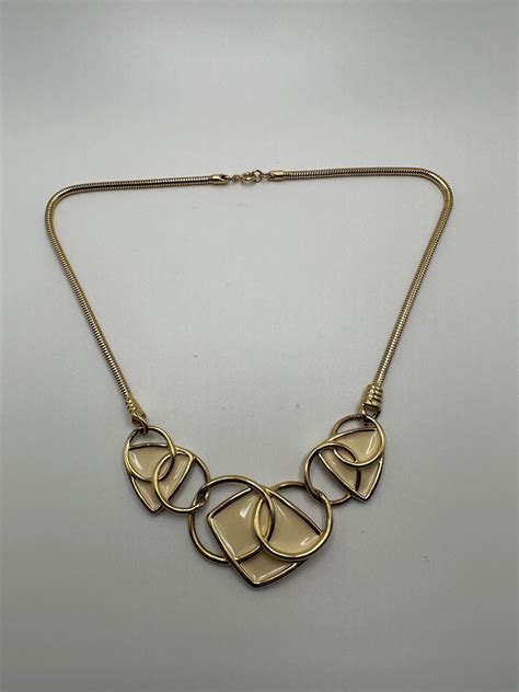 Vintage Trifari Kunio Matsumoto Gold Enamel Necklace Gem