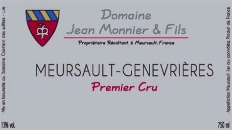 Domaine Jean Monnier Fils Meursault Er Cru Les Genevri Res