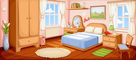 Cozy cartoon bedroom. Vector illustration. :: Behance