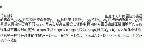 如图所示两个底面积不同的圆柱形容器内分别盛有不同的液体 A 和 B已知两 容器内液面等高且液体的质量相等现将实心金属球甲浸没在液体 A