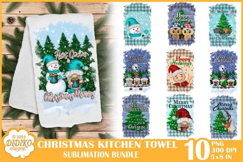 Christmas Kitchen Towel Sublimation Bundle Winter Towel Png