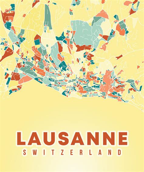 Lausanne Switzerland Map Digital Art by Alexandru Chirila - Fine Art ...