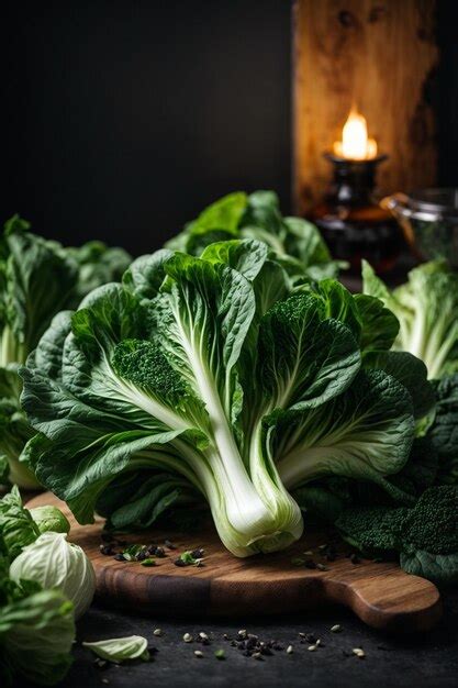 Premium Photo Fresh Green Bok Choy Chinese Cabbage On Dark Background