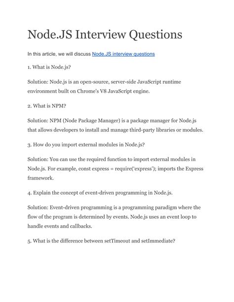 Node JS Interview Questions Pdf