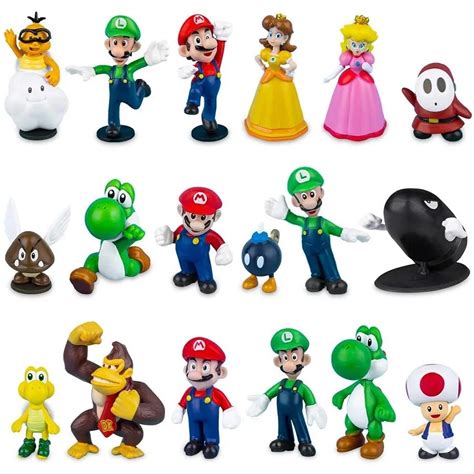 Bonecos Super Mario Bros Luigi Yoshi Kit 18 Bonecos Figure Action