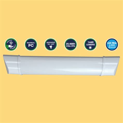 Luminária Linear LED 18W 60cm de Sobrepor 6500k Branco Frio Slim