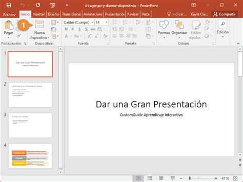 Agregar Y Diseñar Diapositivas Customguide